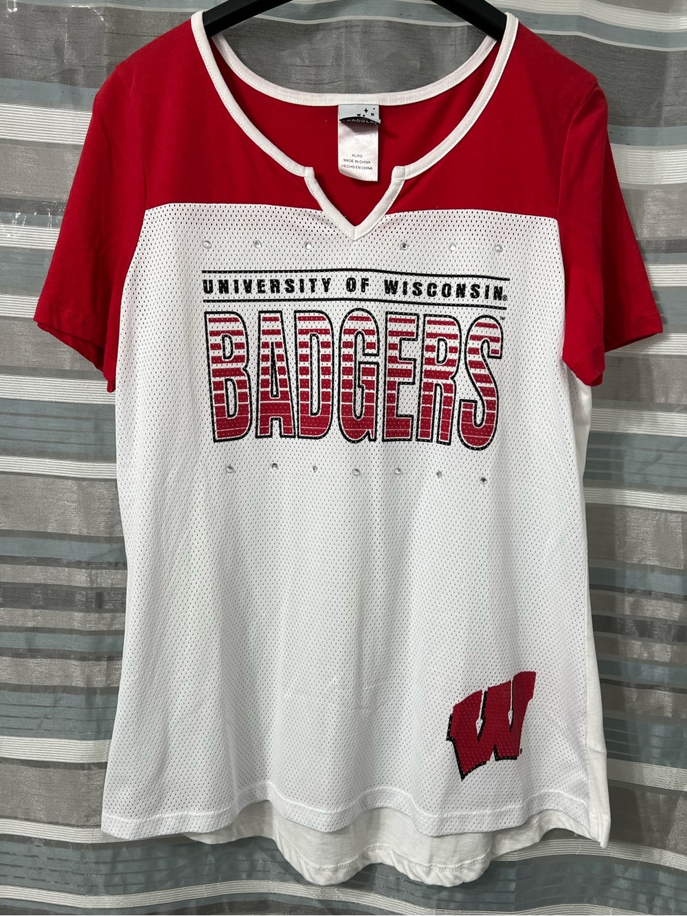 University of Wisconsin Badgers Red & White Short Sleeve Women’s Tee